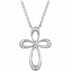 1/10 CTW Diamond Cross 18" Pendant Necklace in Sterling Silver Free Shipping New