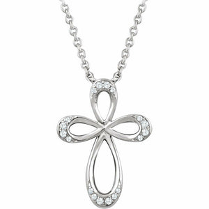 1/10 CTW Diamond Cross 18" Pendant Necklace in Sterling Silver Free Shipping New