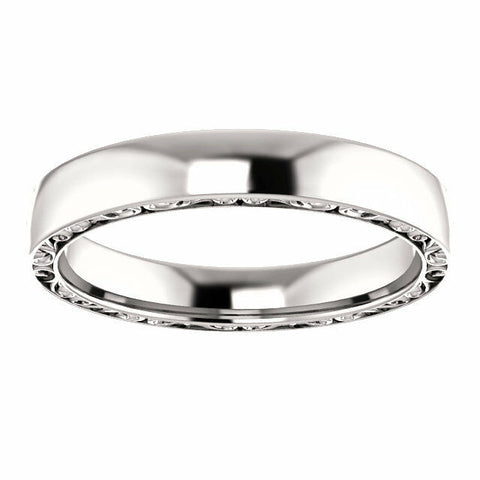 Image of SIZE 7 - 14K White Gold Relief Pattern Wedding Band 4mm Sculptural-Inspired