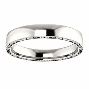 SIZE 7 - 14K White Gold Relief Pattern Wedding Band 4mm Sculptural-Inspired