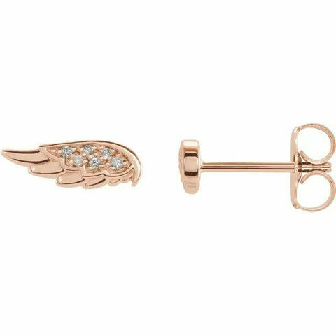 Image of 14K Gold .03 CTW Diamond Angel Wing Stud Earrings with Friction Backs 40% Off