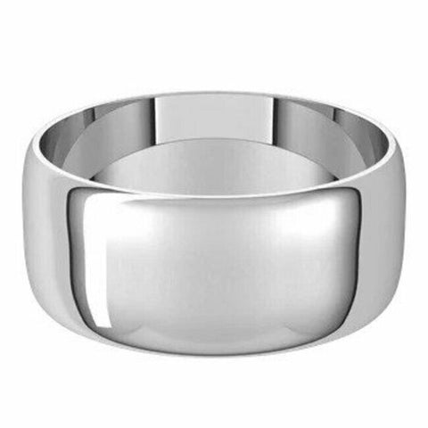 Image of 8mm Solid 18k White Gold Wedding Band Sizes 4-20 Half Round Ultra Light Ring