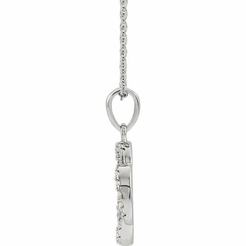 Image of 14K White Gold 1/8 CTW Diamond Five Fold Celtic Necklace 16-18" Adjustable Chain