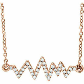 14K Rose Gold 1/6 CTW Diamond Heartbeat 16-18" Necklace with Adjustable Chain