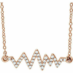 14K Rose Gold 1/6 CTW Diamond Heartbeat 16-18" Necklace with Adjustable Chain