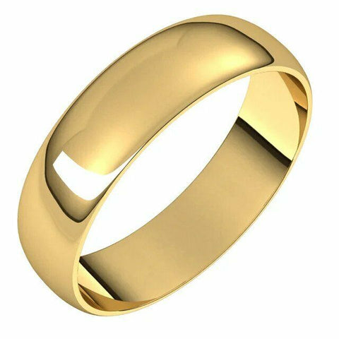 Image of SIZE 8 - 18K Yellow Gold 5 mm Wide Half Round Ultra-Light Wedding Band Ring