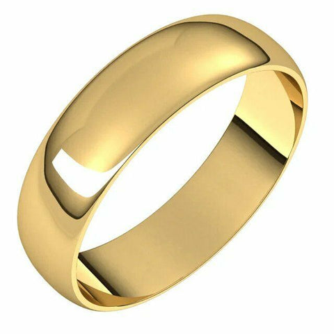 Image of SIZE 9 - 18K Yellow Gold 5 mm Wide Half Round Ultra-Light Wedding Band Ring