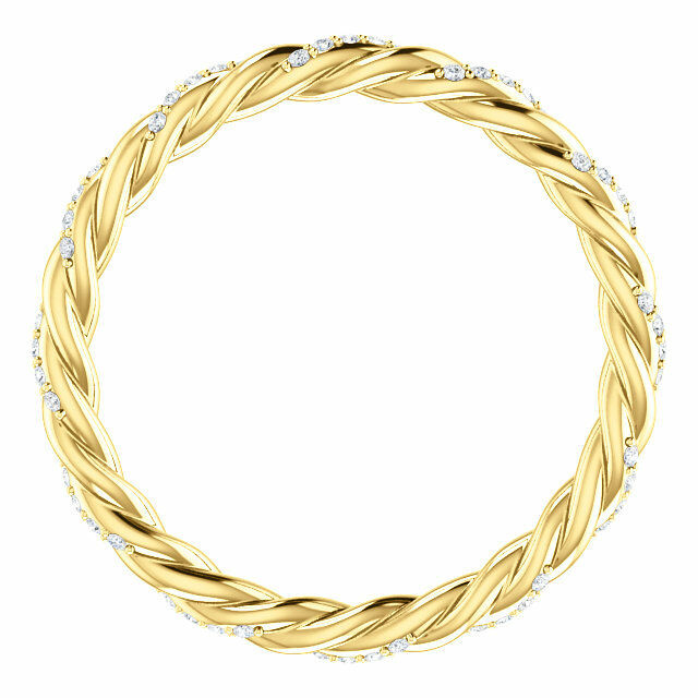 SIZE 5 - 1/6 CTW Diamond Rope Eternity Band 14K Yellow Gold Ring 40% off MSRP