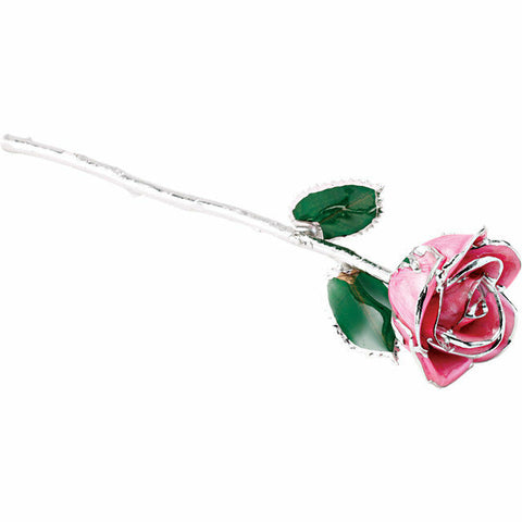 Image of Real Lacquered Pink Platinum Plated Rose 12" Stem FREE Shipping and Gift Box