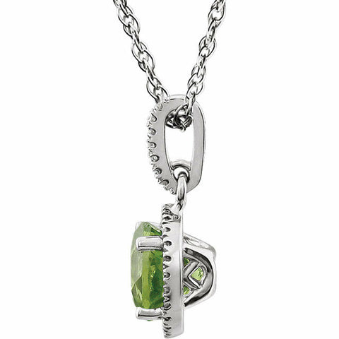 Image of 14kt White Gold Peridot and 1/10 CTW Genuine Diamond 18" Inch Pendant Necklace