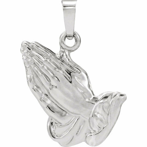 Image of Praying Hands Pendant 14kt White Gold Religious Jewelry Gifts + Free Shipping