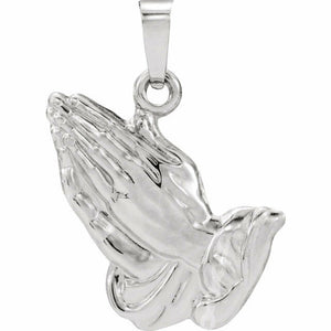 Praying Hands Pendant 14kt White Gold Religious Jewelry Gifts + Free Shipping
