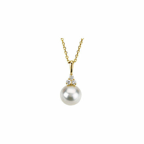 Image of 14K Yellow Gold Freshwater Cultured Pearl & Diamond Necklace 18" + FREE Shipping