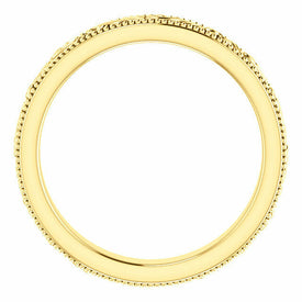 SIZE 9 - 14k Yellow Gold Scroll Design Engraved Wedding Band 3.2mm Wide Ring