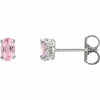 Genuine Oval Pink Morganite Stud Earrings in 14k White Gold Friction Back Posts