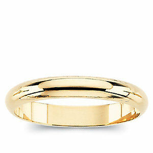 Size 4 or 5 - 14k Yellow Gold Half Round  Wedding Band 4.0mm Wide FREE Shipping