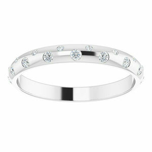 SIZE 7 - 14K White Gold 1/6 CTW Diamond Anniversary Band with Rhodium Finish