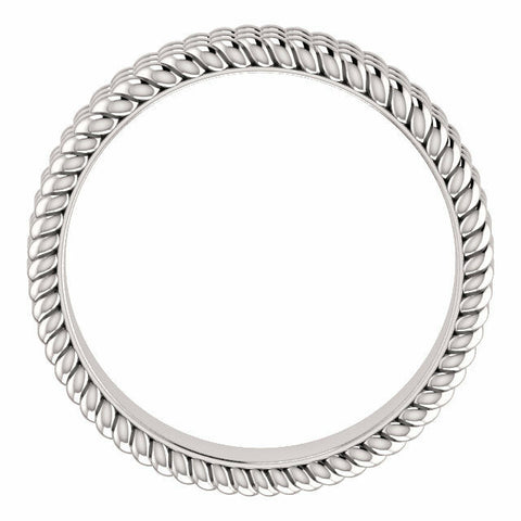 Image of SIZE 7.5 Layered Stacked Rope Band 14K White Gold 4.5mm Wide Ring Free Shipping