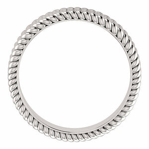 SIZE 7.5 Layered Stacked Rope Band 14K White Gold 4.5mm Wide Ring Free Shipping