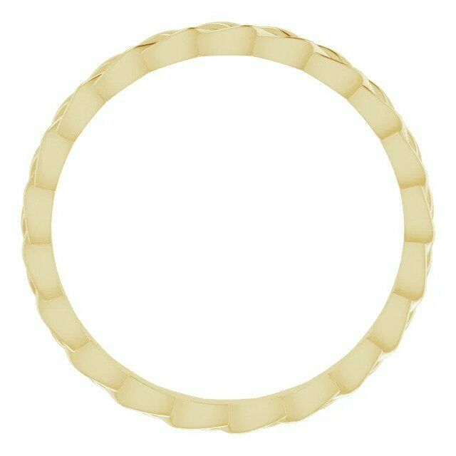 New 2mm 14K Yellow Gold Woven Rope Wedding Band Stackable Ring Bridal Jewelry