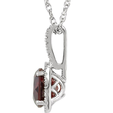 Image of Sterling Silver 7mm Mozambique Garnet & .015 CTW Diamond 18" Necklace