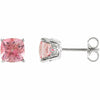 6 mm Studs Pink Passion Topaz Antique Square Scroll Earrings in Sterling Silver