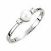 4.5mm Akoya Cultured Pearl and Diamond Ring Three Stone 14kt White Gold Size 6