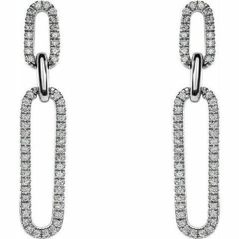 Image of 14K White Gold 1/3 CTW Diamond Link Drop Earrings 32.5x6 mm