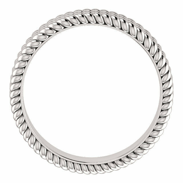 SIZE 7 - Layered Stacked Rope Band 14K White Gold 4.5mm Wide Ring Free Shipping