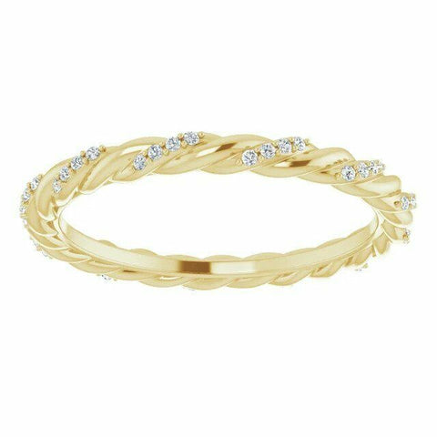 Image of SIZE 7.5 - 1/6 CTW Diamond Rope Eternity Band 14K Yellow Gold Ring 40% off MSRP