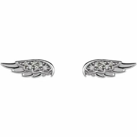 Image of 14K Gold .03 CTW Diamond Angel Wing Stud Earrings with Friction Backs 40% Off