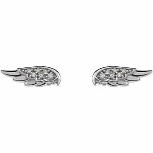 14K Gold .03 CTW Diamond Angel Wing Stud Earrings with Friction Backs 40% Off