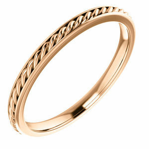 New SIZE 5.5 - 2mm 14K Rose Gold Rope Wedding Band / Fashion Ring 40% off Sale