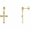 14kt Yellow Gold Diamond Accented Cross & Ball Dangle Earrings Religious Jewelry