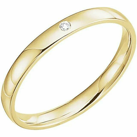 Image of 14k Yellow Gold Size 9-12 Gypsy-Set .02 CT Diamond Wedding Band 2.5mm Wide