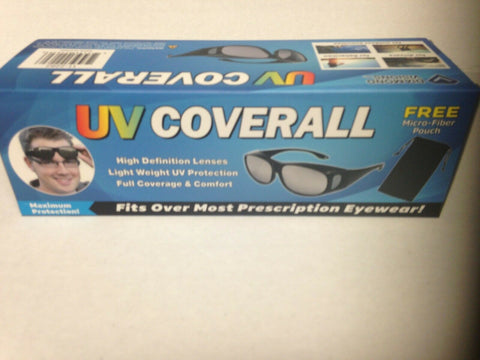 Image of New Black Fit Over Coverall Sunglasses UV Protection Mens and Womens w/Pouch