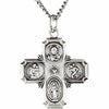 Four Way Cross Cruciform Pendant Medal w/ 24" Chain Sterling Silver Necklace