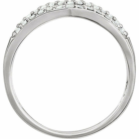 Image of FREE NEXT DAY SHIPPING! 3/8 cttw Diamond V Ring Triple Row 14kt White Gold SZ 7