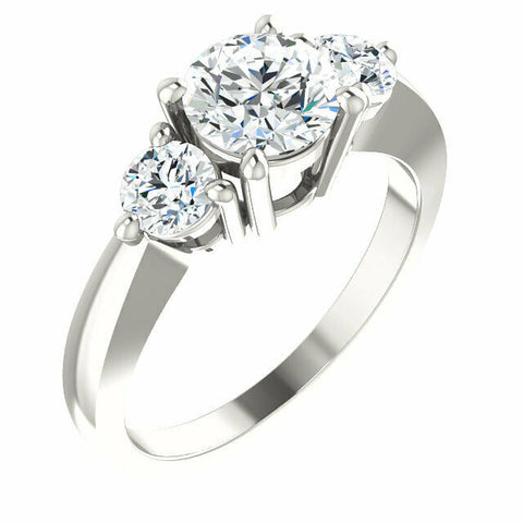 Image of Size 6 Sterling Silver 1.5 cttw Cubic Zirconia Three 3-Stone Engagement Ring