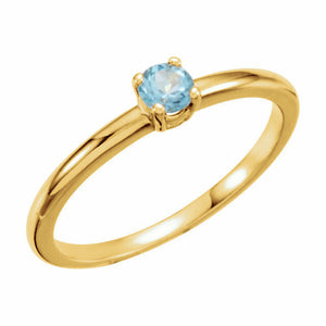 14kt Yellow Gold Swiss Blue Topaz "December" Youth Birthstone Ring Size 3