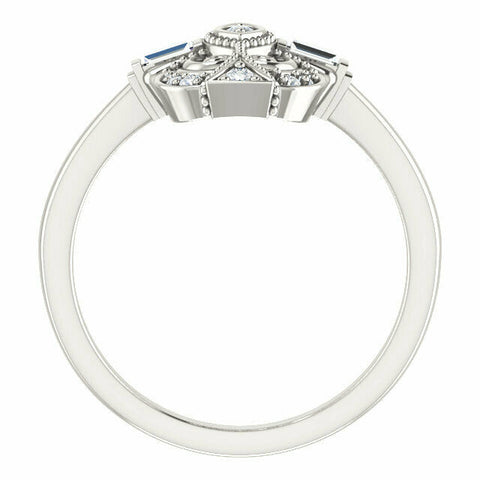 Image of Sterling Silver 1/6 CTW Diamond Vintage Style Ring Sizes 6-8 including 1/4 sizes