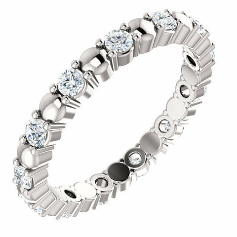 Image of SIZE 4.5 - 3/8 CTW Diamond Eternity Band 14K White Gold Stackable Ring New Item