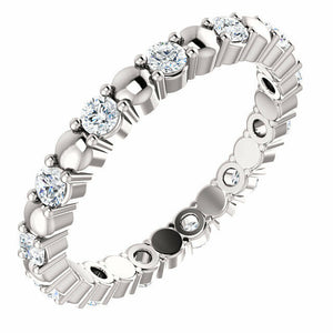 SIZE 4.5 - 3/8 CTW Diamond Eternity Band 14K White Gold Stackable Ring New Item