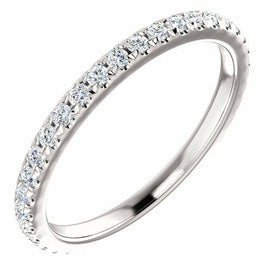 French-Set Anniversary Band 14K White Gold 1/2 CTW Diamond Ring Sz 7 Stackable