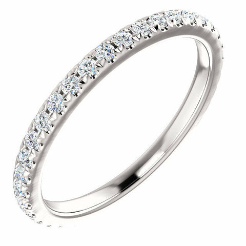 Image of French-Set Anniversary Band 14K White Gold 1/2 CTW Diamond Ring Sz 7 Stackable