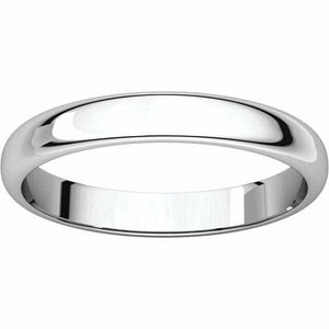 SIZE 9.5 - 3.0 mm wide PLATINUM Half Round Wedding Band FREE Priority Shipping