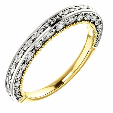 Image of 14K White and Yellow Gold .08 CTW Diamond Vintage-Inspired Band Sizes 6-8