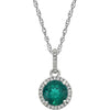 1/10 ct.tw. Diamond  and Created Emerald 14k White Gold 18"  Pendant Necklace