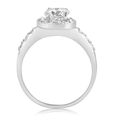 Image of SIZE 8 - Engagement Ring Set Halo Style CZ Cubic Zirconia and Sterling Silver