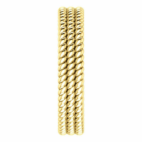 Image of SIZE 8 - 14K Yellow Gold LAYERED Stacked Rope Band 4.5mm Wide Ring Free Shipping